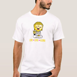 Live Love Aloha Funny Buddha cartoon T-shirt