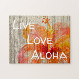 Live Love Aloha Hibiscus Beach Sign Legpuzzel