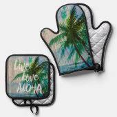 Live Love Aloha Palm Beach Sign Ovenwant & Pannenlap Set (Voorkant / Achterkant)