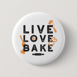 Live Love Bake Baker Life Quottes I Ronde Button 5,7 Cm