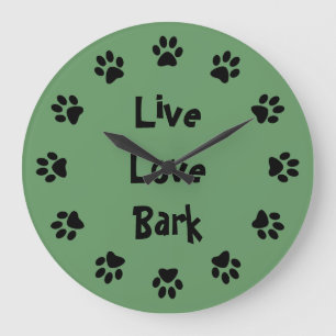 Live Love Bark Paw Drukt wandklok af Grote Klok