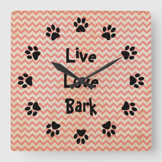 Live Love Bark Rouge Chevron Horloge murale (Recto)