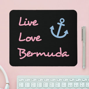 Live Love Bermuda Script Tekst met Anker Dark Muismat