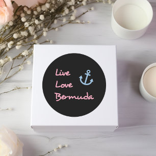 Live Love Bermuda Script Tekst met Anker Dark Ronde Sticker