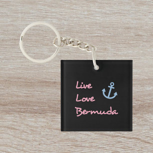 Live Love Bermuda Script Tekst met Anker Dark Sleutelhanger