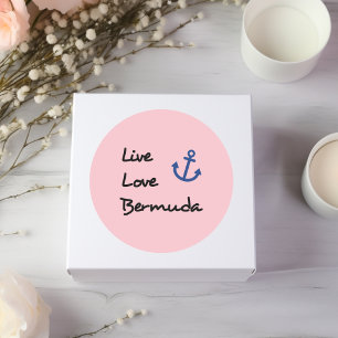 Live Love Bermuda Script Tekst met Anker Ronde Sticker
