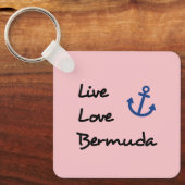 Live Love Bermuda Script Tekst met Anker Sleutelhanger (Voorkant)