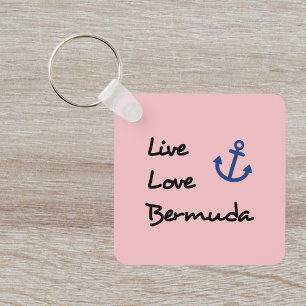 Live Love Bermuda Script Tekst met Anker Sleutelhanger