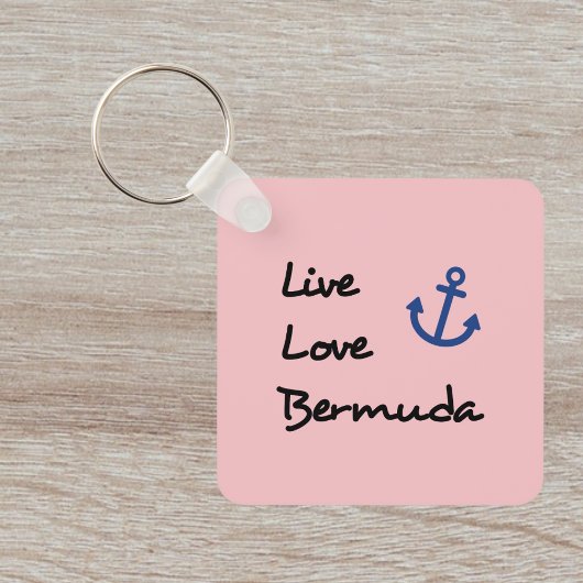Live Love Bermuda Script Tekst met Anker Sleutelhanger