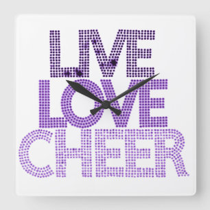 Live Love Cheer - Wall Clock Vierkante Klok