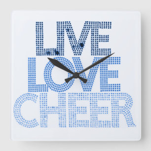 Live Love Cheer - Wandklok Vierkante Klok