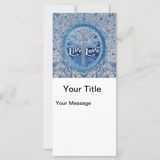 Live Love Cross Blue Tree of Life Pattern (Voorkant)