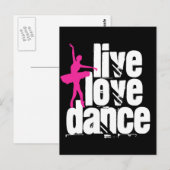 Live, Love, Dance Ballerina Briefkaart (Voorkant / Achterkant)