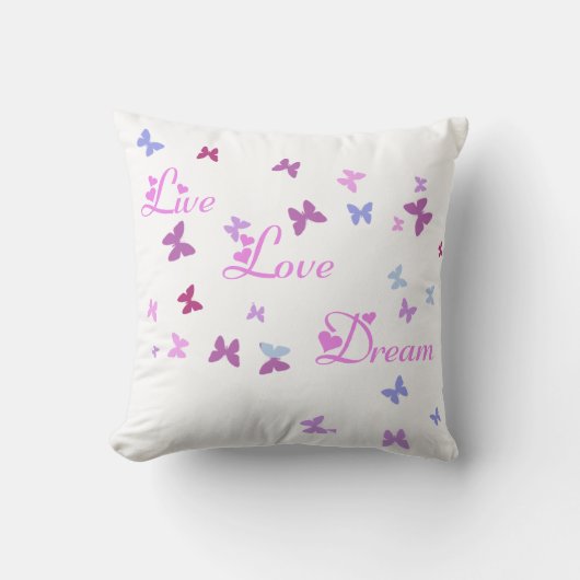Live Love Dream papillon coussin (Recto)