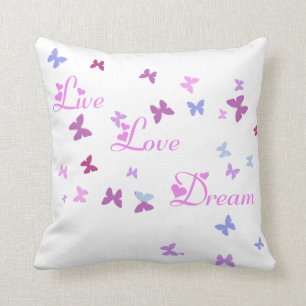 Live Love Dream papillon coussin