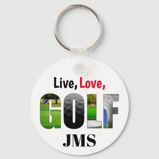 Live Love Golf Monogram Sleutelhanger (Achterkant)