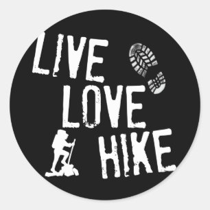 Live, Love, Hike Ronde Sticker