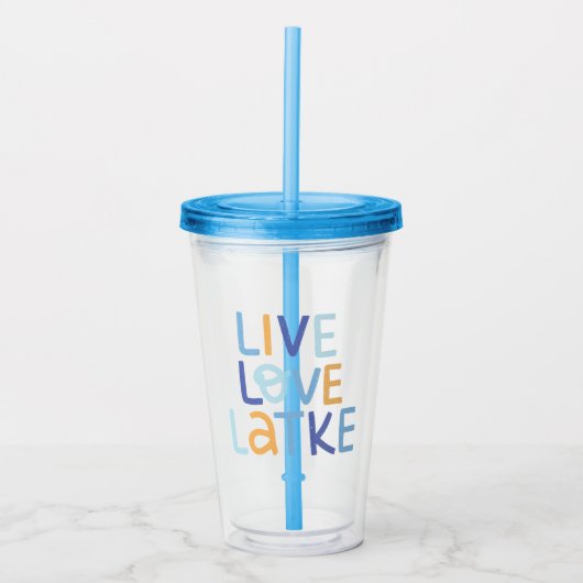 Live Love Latke Hanukkah Design Acryl Drinkbeker (Voorkant)