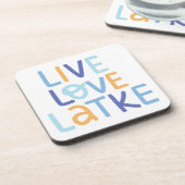 Live Love Latke Hanukkah Design Bier Onderzetter (Linkerzijde)