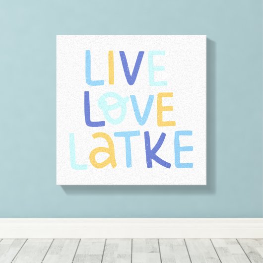 Live Love Latke Hanukkah Design Canvas Afdruk (Insitu (Houten vloer))