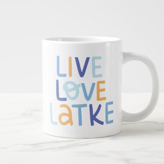 Live Love Latke Hanukkah Design Extra Grote Beker (Rechts)