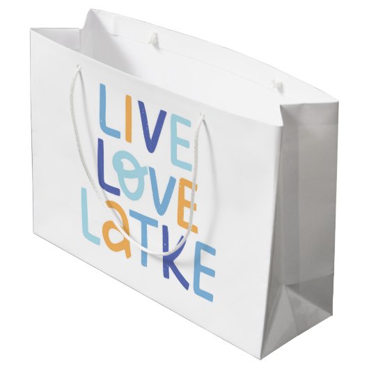 Live Love Latke Hanukkah Design Groot Cadeauzakje (Achterkant Gekanteld)
