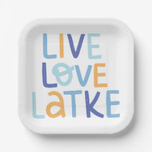 Live Love Latke Hanukkah Design Papieren Bordje