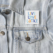 Live Love Latke Hanukkah Design Vierkante Button 5,1 Cm (In situ)
