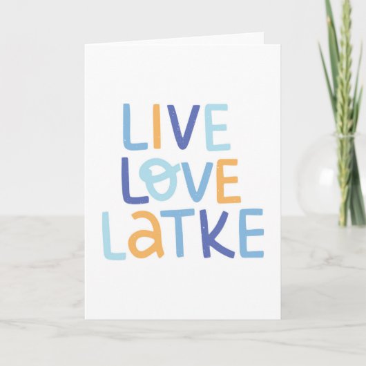 Live Love Latke Hanukkah-ontwerp Kaart (Voorkant)