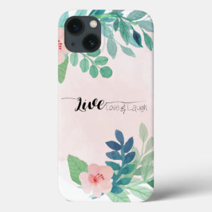 Live, Love, Laugh Boho Floral Waterverf iPhone 13 Hoesje