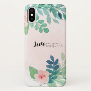 Live, Love, Laugh Boho Floral Waterverf Design iPhone X Hoesje