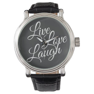 Live Love Laugh Inspirerend White Script Horloge