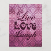 Live Love Laugh Pink Damask Pattern Briefkaart (Voorkant)