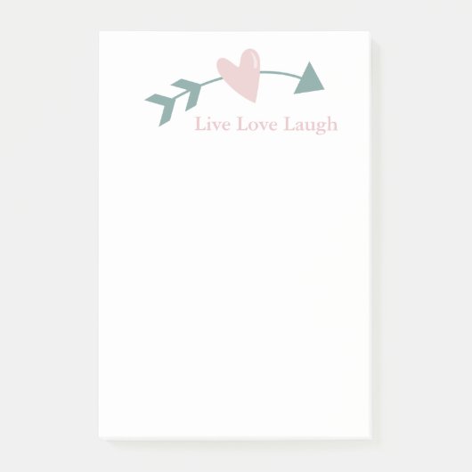 Live Love Laugh Post-It Notes Avec Coeur Et Flèche (Devant)