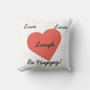 Live Love Laugh Red Heart Coussin extérieur