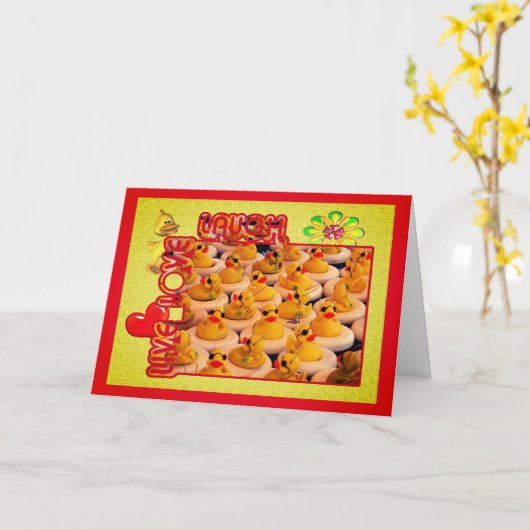 Live Love Laugh Rubber Ducks Carte d'inspiration (Fleur jaune)