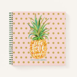 Live Love Laugh   Trendy Topical Island Pineappel Notitieboek