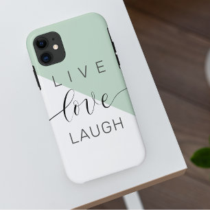 Live Love Laught Positive Motivation Mint Quote iPhone 11 Hoesje