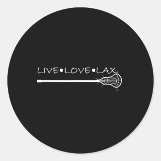 Live Love Lax Lacrosse Met Wand Design Voor Vrouwe Ronde Sticker