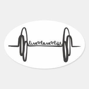 Live Love Lift Bar Black Ovale Sticker