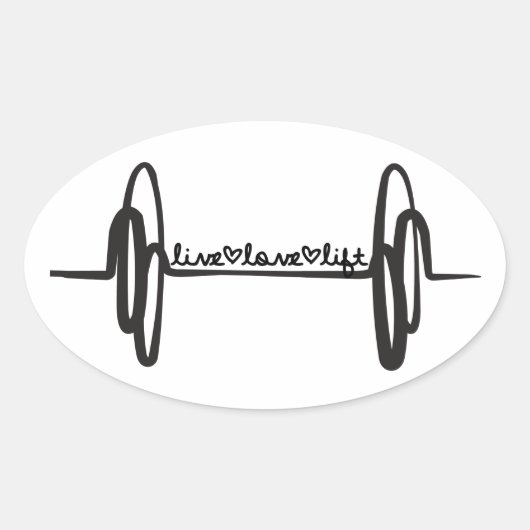 Live Love Lift Bar Black Ovale Sticker (Voorkant)