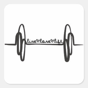 Live Love Lift Bar Black Vierkante Sticker