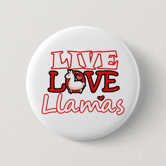 Live, Love, Llamas Ronde Button 5,7 Cm (Voorkant)