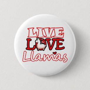Live, Love, Llamas Ronde Button 5,7 Cm