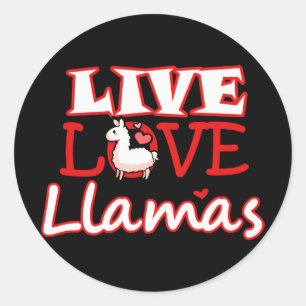 Live, Love, Llamas Ronde Sticker
