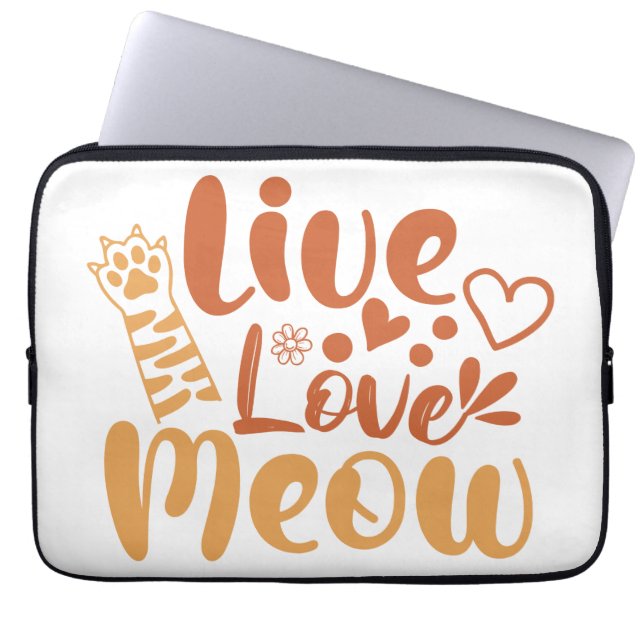 Live Love Meow Laptop Sleeve (Voorkant)