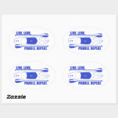 Live Love Paddle Herhaal Ovale Sticker (Vel)