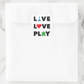 Live, Love, Play Black Text Stickers (Sac)