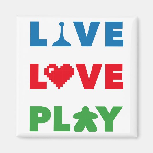 Live, Love, Play Colorful Magnet Magneet (Voorkant)