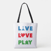Live, Love, Play Colorful White Tas (Achterkant)